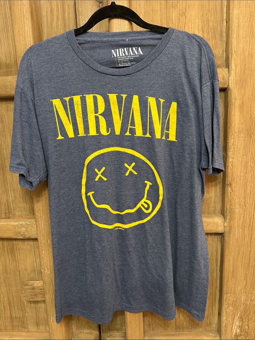 Nirvan Graphic Tee — Navy with Yellow Logo unisex